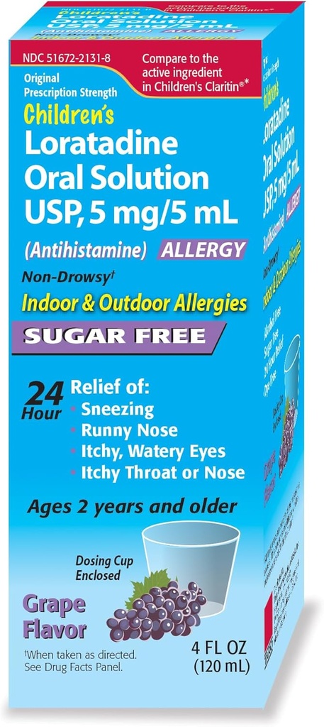 Solution Anak-anak, Grape Flavor, Relief No-Drowsy 24h dari Sneezing, Runny Nose, Itchy Watery Eyes, Itchy Throat atau Nose, Antihistamin, Indoor Allergies