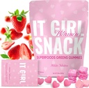 Snacks Sehat untuk Dewasa - Daily Super Greens Mimes, Multivitamin Superfood Gummy Bears, Spirulina, Chlorella, Pregories & Fiber for Digetical Health, Adaptogens Suplemen, 20 Vitamin & Minements