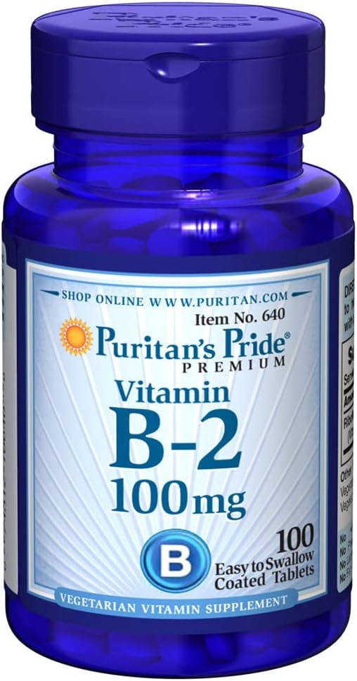Puritan Pride Vitamin B-2 100 Mg Tablets, 100 Count