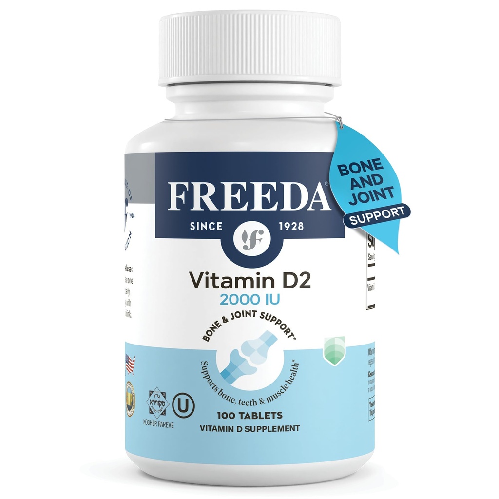 FREEDA Vitamin D2 2000 IU - Vegan Vitamin D for Bone Stronge & Imune Suplemen Ergocalferol D2 - 100 Tiny Tablet