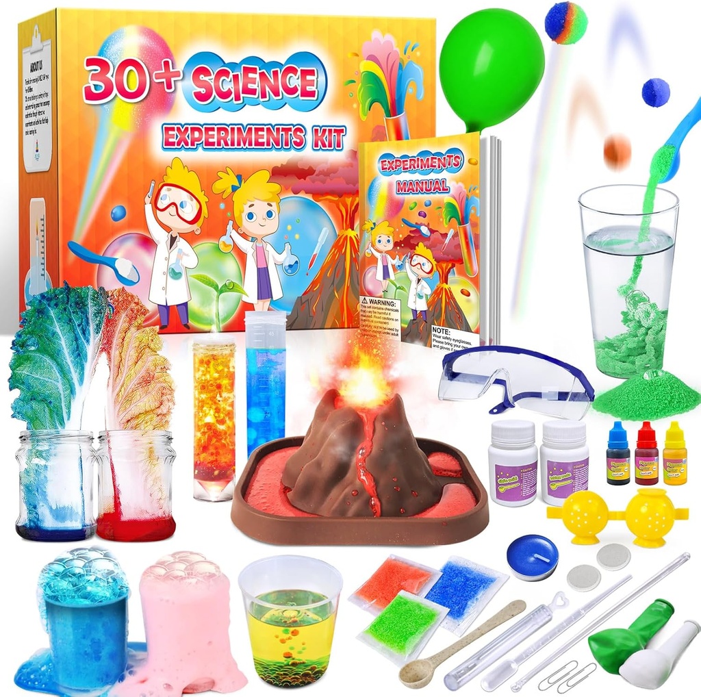 UNGLINGA 30 + Eksperiments Science Kites, STEM Educational Project Activents Joys Gifts for Boys Girls, Chemistry Set, Bouncy Ball, Volcano Eruption