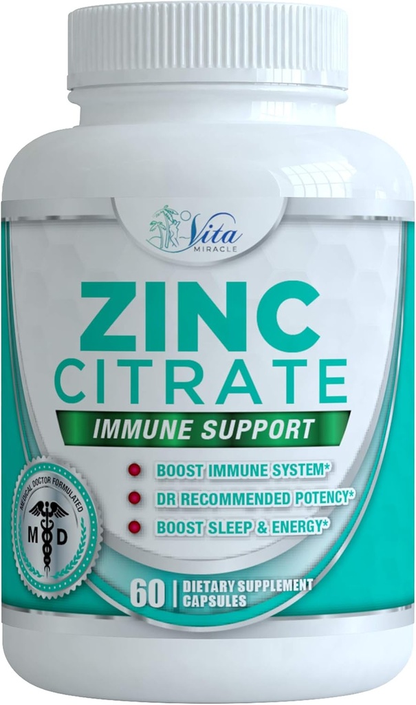 Zinc Citrate 30mg Tambahan - Dukungan Imune untuk Anak-Anak Dewasa Aman Suplemen Ammune Vitamin Alternatif untuk Lozenge Liquid dan Tewable Tablets