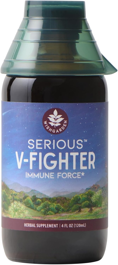WishGarden Herbs Seriously V-Fighter - Plant - Based Herbal Rapid Immune Dukung & Respiratory Health with OSHA & Goldenseal, Soothes Ags & Irrothes Lungs, Support Optimum Body Temperature, 4oz