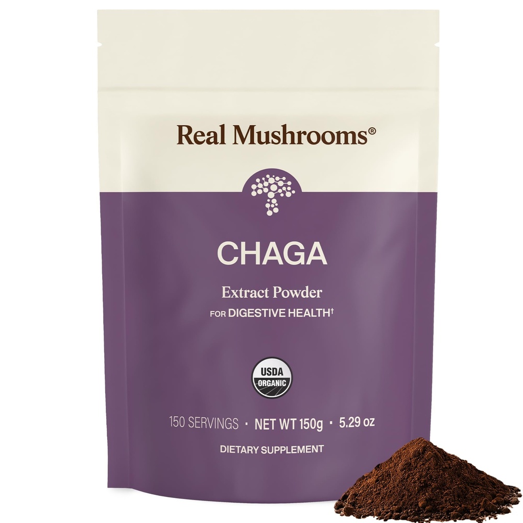 Mushroom nyata Chaga Jamur Powder - Organik Chaga Ekstrak dari Fruiting Body - untuk Wellness & Energy Dukungan - Vegan, Non-GMO, 150 Servis - Mashroom Supplemen untuk Penggunaan Harian