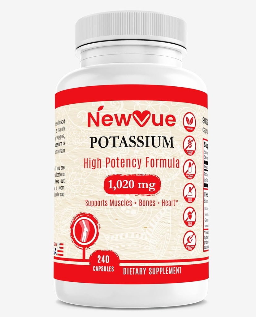 NewVue Potasium Supplemen, 1020 mg, 120 Pelayan, 240 caps