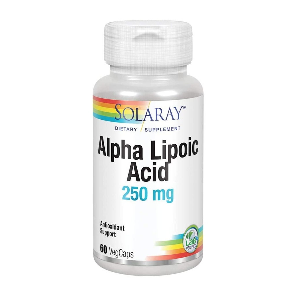 SOLARAY Alpha Lipoic Acid 250 mg - 60 VevCaps - Antioksidan Aktivitas & Energi Sehat - Non-GMO & Vegan