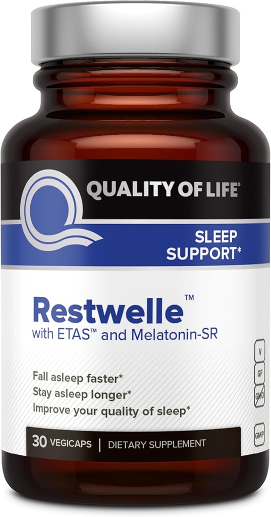 Kualitas Kehidupan - Restwelle - Premium Natural ETA dan Melonatin Suplemen - Non Groggy Formula dengan ETA dan Melonaciin SR - Non Habit Forming - 30 Kapsul