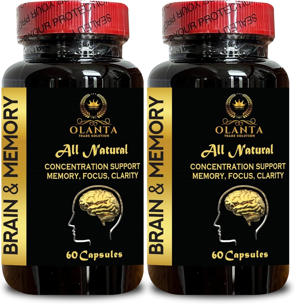 Pil Memori untuk Penambahan Otak - Otak Booster Tambahan untuk Fokus, Ingatan, Kejelasan, Konsentrasi & Keakraban Belajar, Fungsi Kognitif dengan Ginkgo Biloba - 2 Botol 120 Kapsul