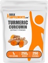 BulkSuplements.com Turmeric Extract Powder - dari Turmeric Root, Curcumin Suplemen, Turmeric Curcumin Powder - Bebas Gluten, 1g per Serving, 250g (8.8 oz) (Paket 1)