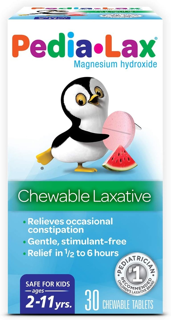 Laxative Laxative Laxative Cable Tablet untuk Anak-Anak, Umur 2- 11, Semangka Flavor, 30 CT