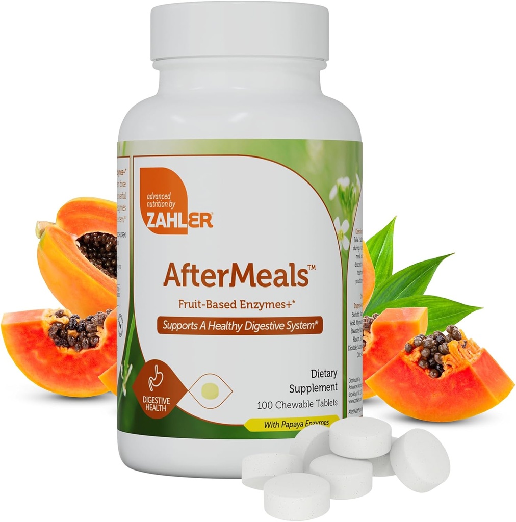 Zahler Aftermeal, Natural Antax Chews, Papaya Enzyme Chewable Tablet, Digetical Aid Supplement, Certified Kosher, 100 Chewable Tablets