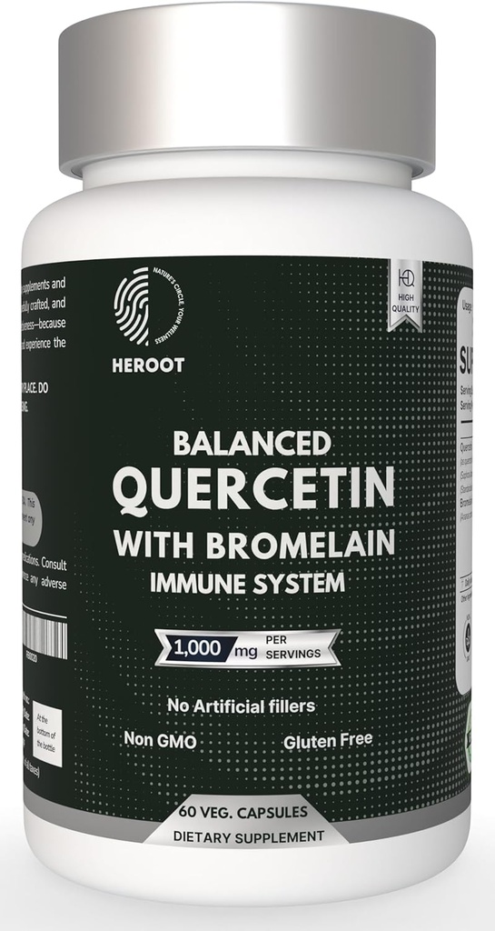 500mg Quercetin dengan Bromelain Capsules: Dukungan Respiratory Non- GMO 124; Gluten Free Alav14; Pasokan Overall Health & Well Being (60 Capsules)