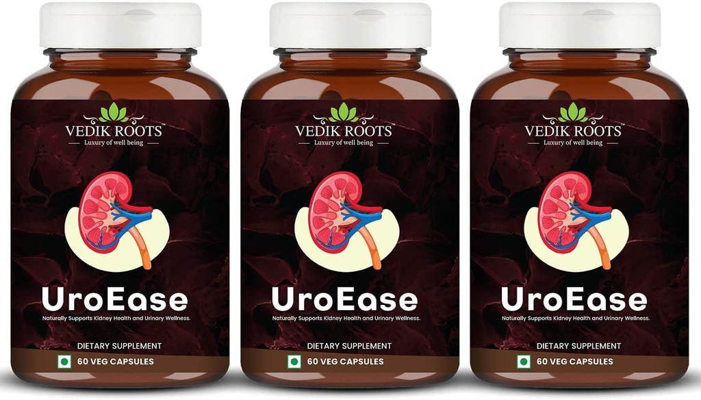 UroEase 124; Ayurvedic Herbal Suplement for Ginjal Health & Uric Acid Levels £124; Mendukung Kesehatan Tract Uriner 124; 180 Veg Capsules