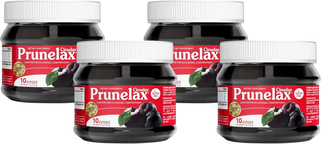 Prunelax Ciruelax Reguler Power Laxative Jam - Vegan & Gluten- Free Naturall-Ingredien Laxative for Occasional Constipation - 5.3 oz (Paket 4)