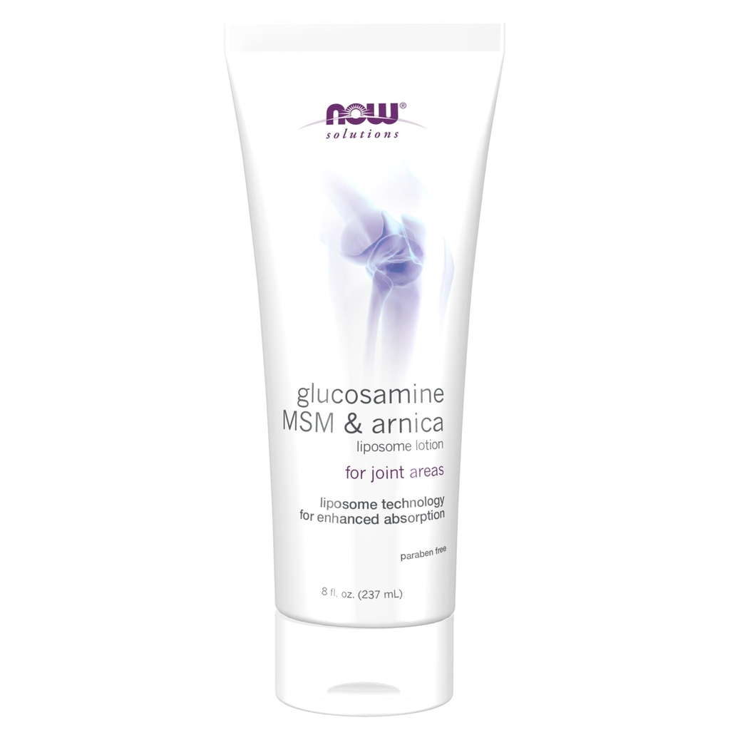 Now Foods Solutions, Glucosamine, MSM, and Arnica Liposome Lotion, For Joint Areas, Liposome Technology for Enhanced Absorpsi, 8- Ounce