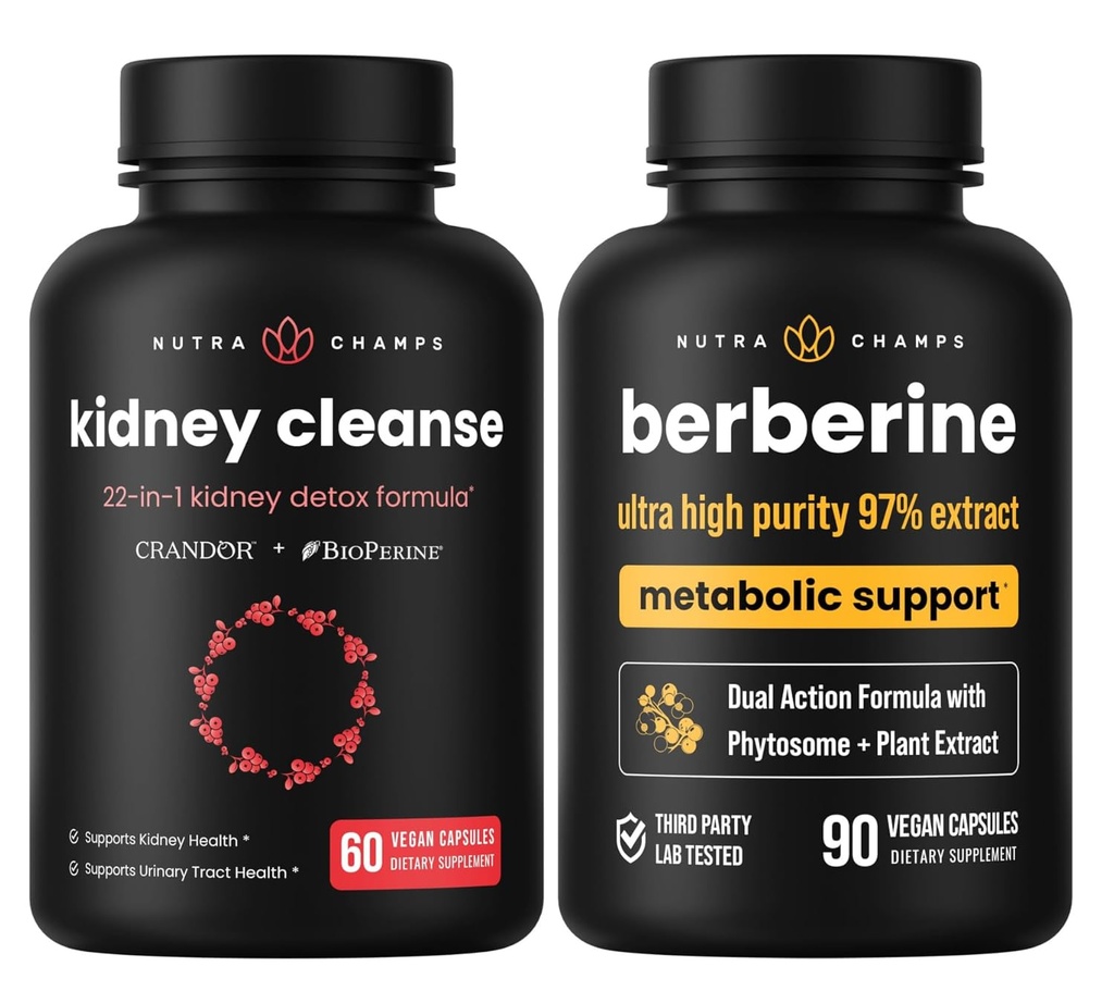 NutraChamps Complete Ginjal Health: Berberine & Kidney Cleanse Duo