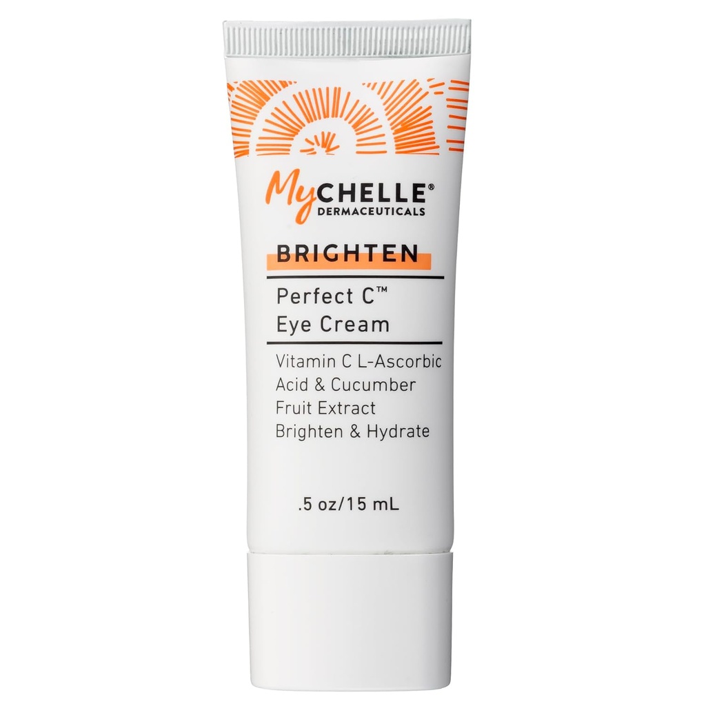 MyCHELLE Dermaricals Perfect C Eye Cream for Dark Circles and Puffiness with Vitamin C & Plant Stem cells to Reduce Invisible of Aging, Fine Lines and Wrinkles, 0.51 Fl Oz (Pack of 1)