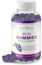Iron Gummies with Vitamin C - Chewable Iron Suplement for Dewata & Kid, Iron Deficiency Anemia, Red Blood Cell Support, Energy, Imune Fungsi, Kesehatan Otak, Max Absorpsi, 60 Vegan Gummies