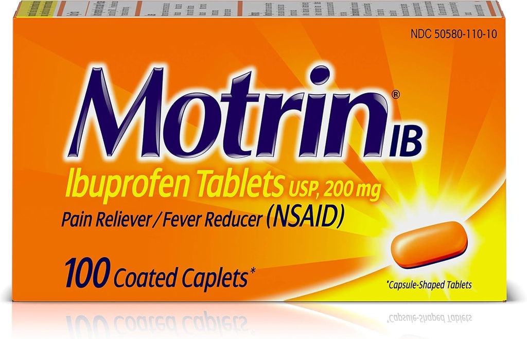 Motrin IB Pain Reliever Fever Reducer (NSAID) Ibuprofen Tablet, 100 Count