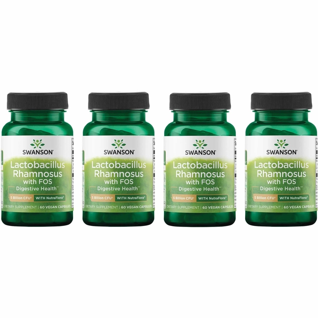 Swanson Lactoillus Rhamnosus with FOS - Probiotic Supplemen Kesehatan Digetical - 5 Milion CFU - Promoles GI Tract Health Explour - (60 Vevgie Caps) Pack)