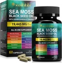 Sea Moss Black Seed Oil, Sea Moss Black Seed Oil Ashwagandha Ginger Capsules with Vitamin Bladderwrack, Burdock Root and More, 60 Kapsul