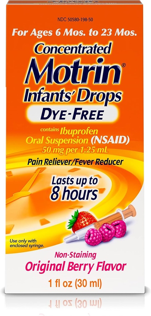 Motrin Infants konsentrasi Obat Cair Drops dengan Ibuprofen, Berry, 1 fs. oz