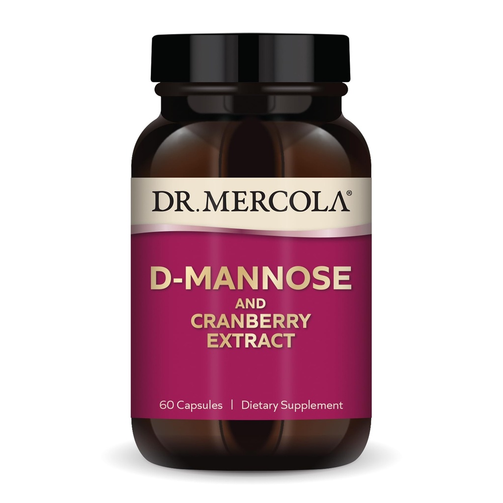 Dr. Mercola D-Mannose dan Ekstrak Cranberry, 30 Servis (60 Kapsul), Suplemen Dieter, Menyediakan Kesehatan Tract Uriner, Non- GMO