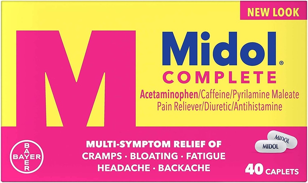 Midol Lengkap, Menstrual Periode Gejala Relief, Caplets, 40 Count, 2-Pack