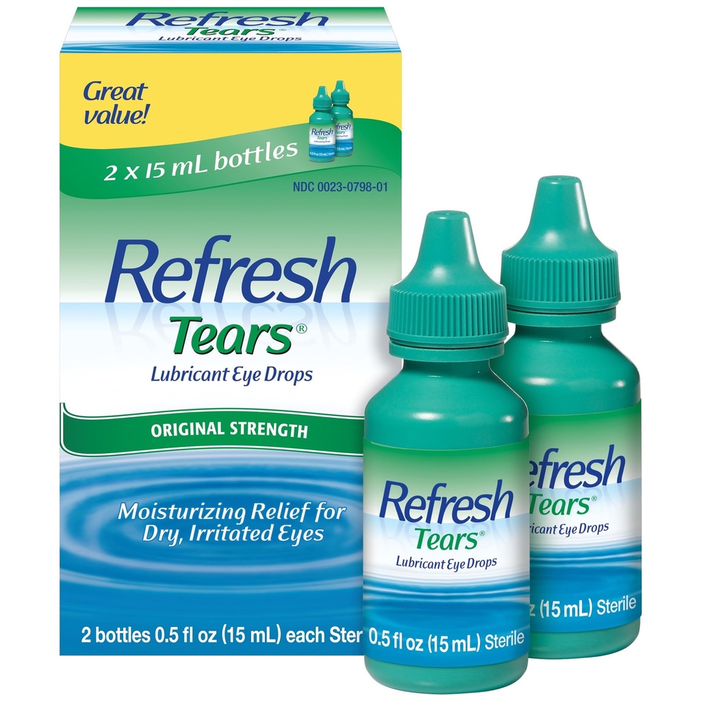 Air Mata Refresh, Mata Lubricant Tepi Drops, 2 Bottles .5 lf oz (15 ml)