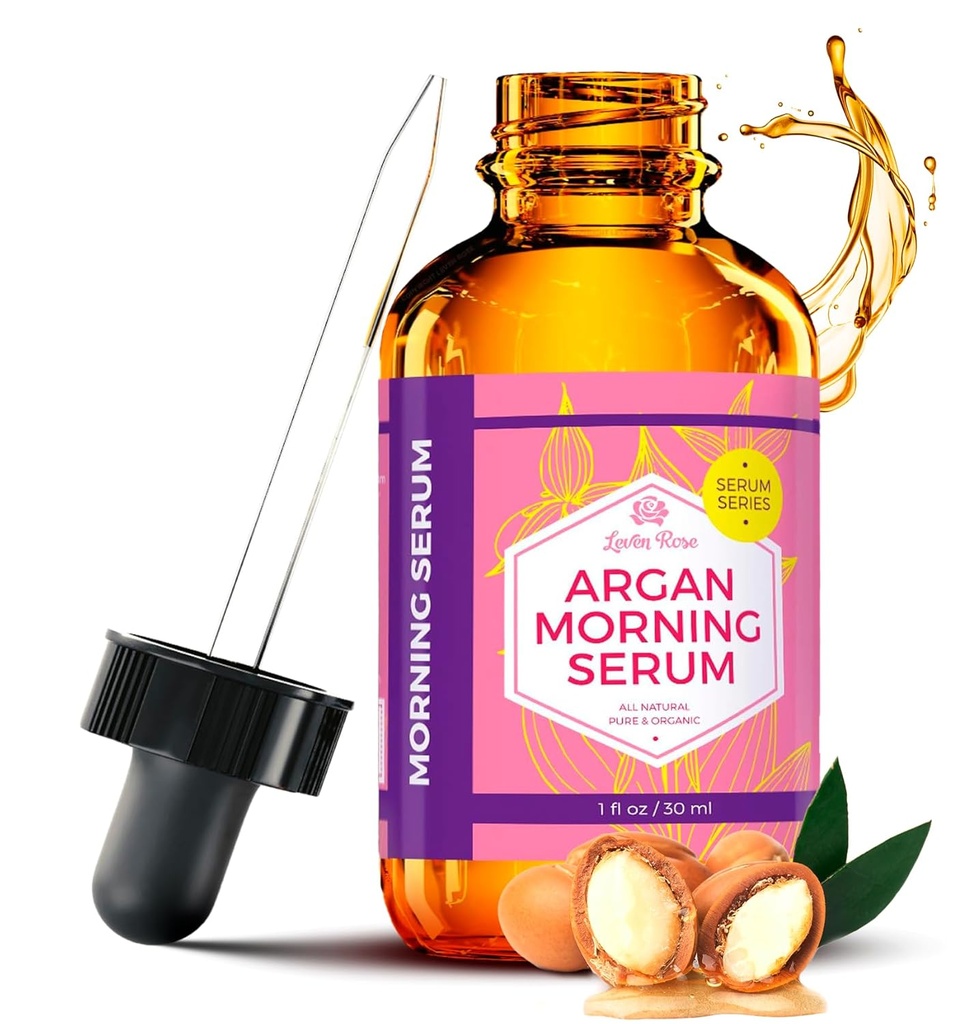 Leven Rose Maroko Argan Oil Face Serum 1 oz - 100% Organik Hydrating Oil untuk Perempuan - antiaging Natural Serum for Wrinkles