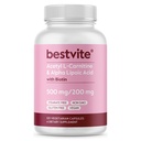 BESTVITE Acetyl L- Carnitine 500mg & Alpha Lipoic Acid 200mg per Capsule dengan Biotin (120 Vegetarian Capsules) - Vegan - Non GMO - Gluten Bebas