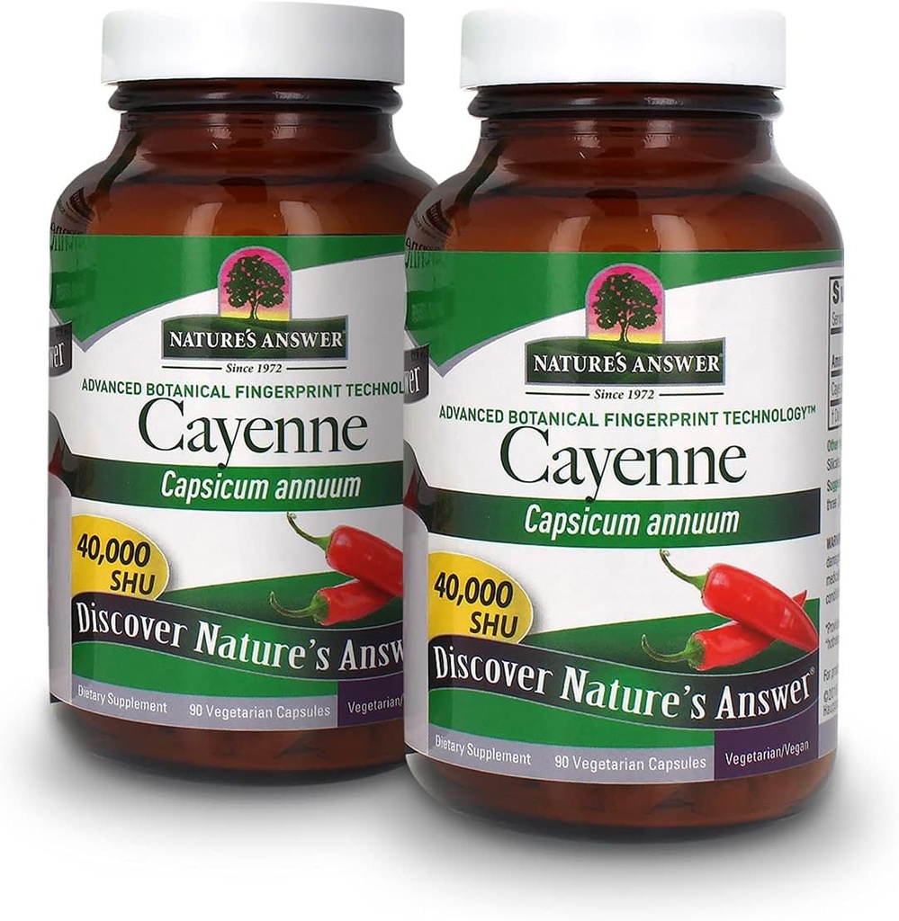 Nature 's Respon Cayenne Pepper Powder Capsule Suplement, 90- Count 124; Natural Metabolism Booster 124; Promoles Cardiovascular Health 124; Membantu dengan Divalry & Circulation (Paket 2)