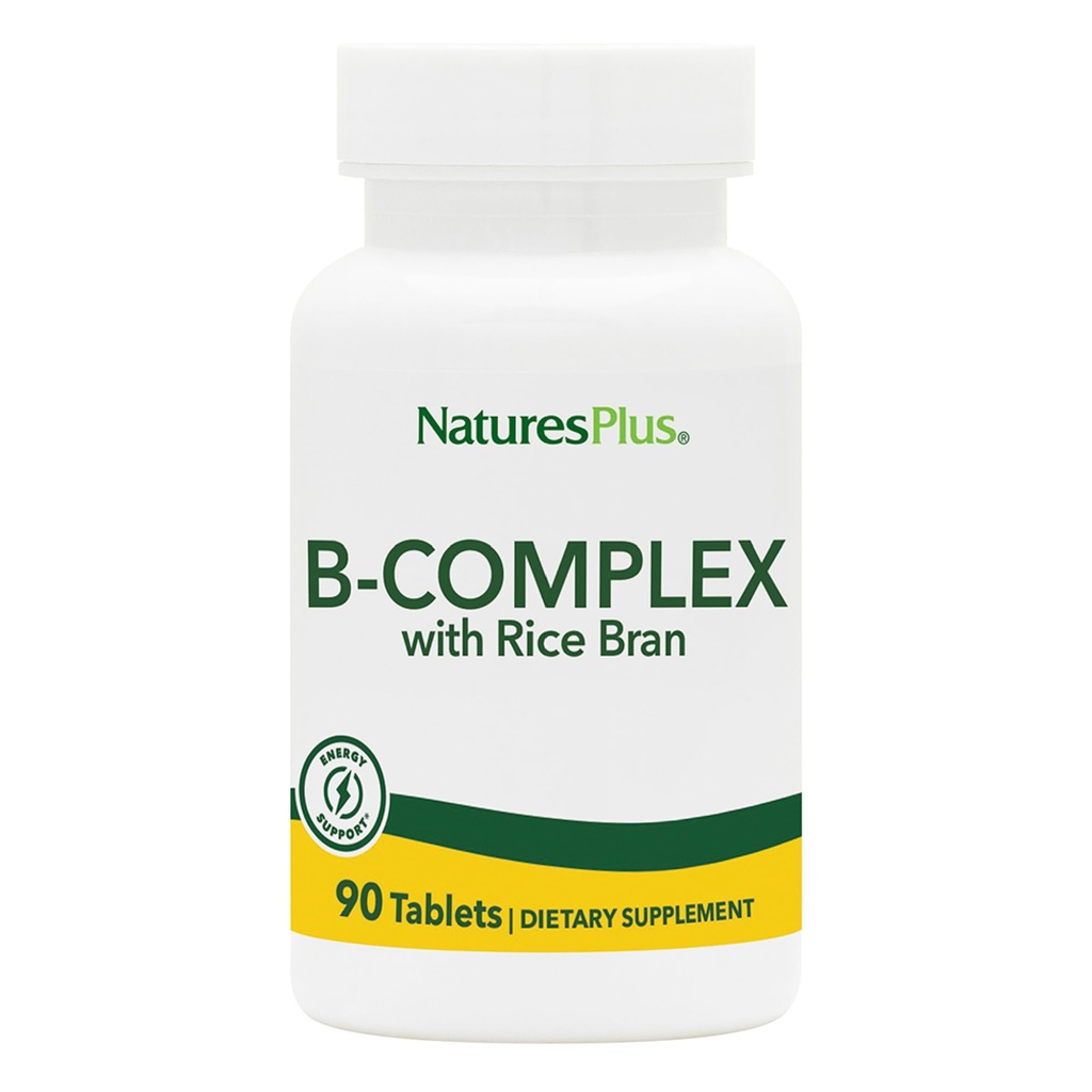 NaturresPlus B- Kompleks dengan Rice Bran - 90 Tablet - Vegetarian, Gluten Bebas - 90 Hamba