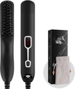 Beard Straightener Comb for Men - Upgraded Profesional Electric Mins Beard Straightening Brush Portable Anti- Scald 5 Adjustable Temperatures & LCD Tampilkan dengan Carrying Bag