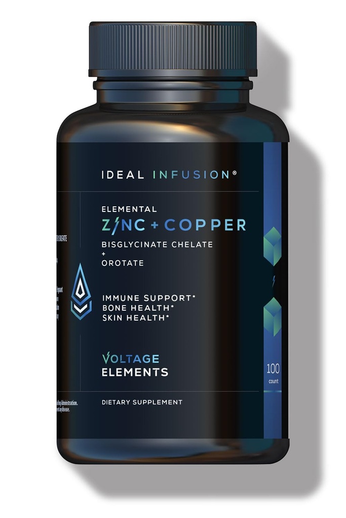 Elemen Voltase Zinc Bisglycinate + Ospin 245mg dengan Copper Chelate: Muscle & Skin Health, Hormone Keseimbangan - Elemental Zinc 50mg (100 Hamba) Vegan