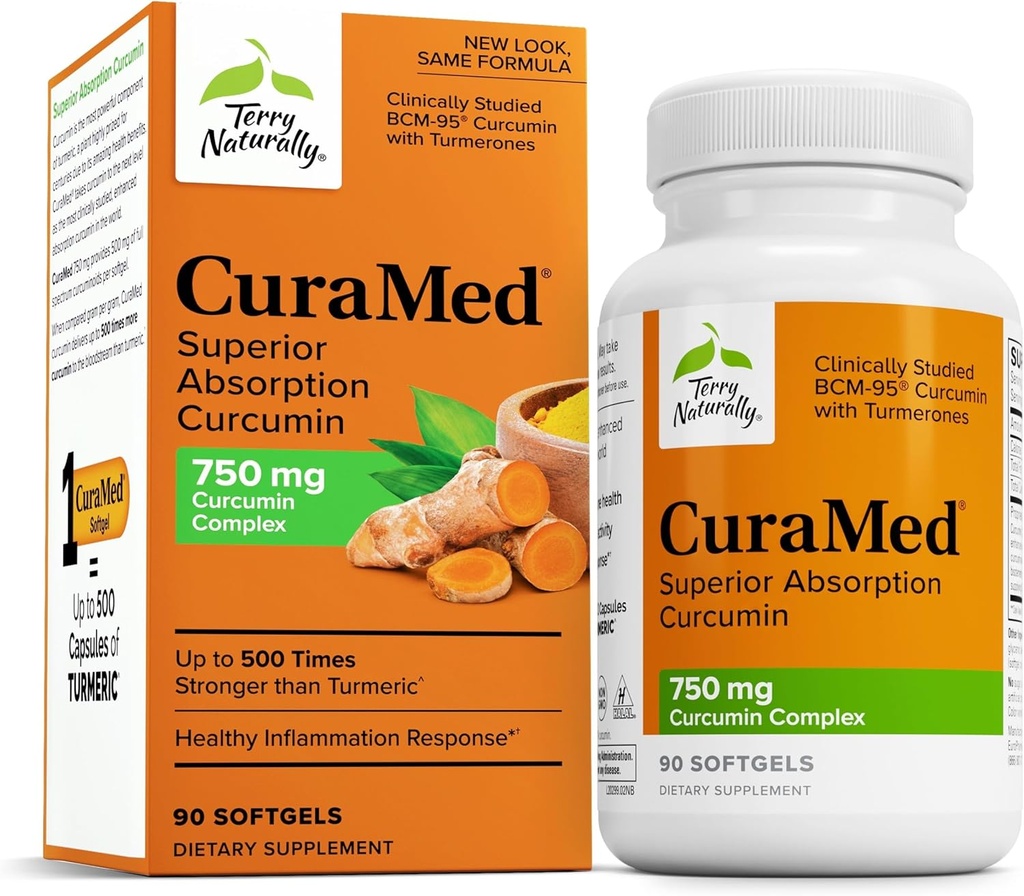 Terry Tentu CuraMed 750mg - Tambahan Antioksidant untuk Dukungan Kesehatan & Hati Otak - Tambahan Dieter dengan Kompleks Kurcumin Potensi Tinggi - Kidney, Liver & Ammune Kesehatan - 90 Softgels