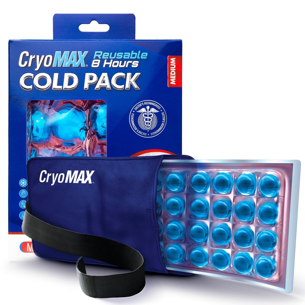 Cryo- Max Cold Pack, 8 Hour Recontinable Cold Therapy Ice Pack for Elbow, Knee, Neck + More, Medium, 6 "x 12" (1 Count)