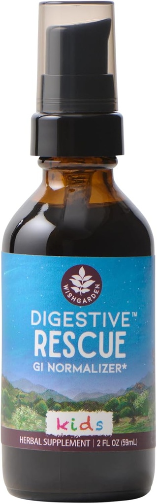 WishGarden Herbs Digetical Rescue for Kids - Plant-Based Herbal & Organic Digetical Relief Tirture with Peppermint Leaf, Ginger Root & Fennel Semed, Quickly Soothes Digetical Tummy Discompletion, 2oz