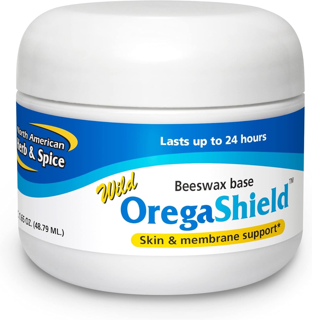 NORTH AMERICAN HERB & SPICE OregaShield - 2 oz - Skin & Membrane Dukung - Wild Spice Oils di Basis Beeswax - Last Up to 24 Hours - Non-GMO