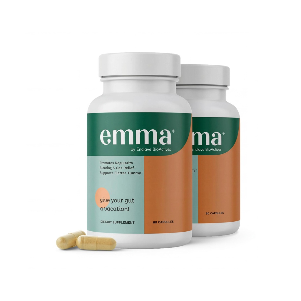 Emma Gut Health - 2 Pack - Gas dan Bloating Relief, Sembelit, Perbaikan Leaky Gut - Gut Cleanse & Restorsi Proklamasi dan Alternatif Laxative, 120 Kapsul