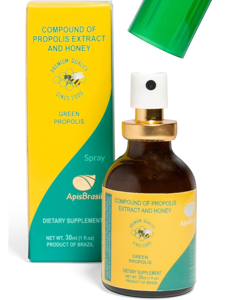 Brasil Green Bee Propolis Spray (30ml) - Dukungan Imunitas Alam - Bantuan Tenggorokan Sore - Kualitas Premium - Paket 1
