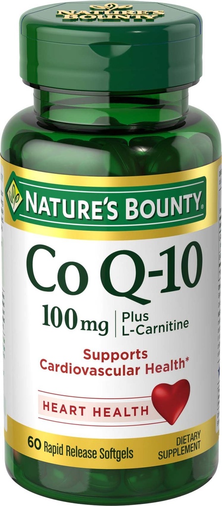 Nature 's Bounty CoQ10, Supports Heart Health, 100mg Plus L- Carnitine, 60 Softgels