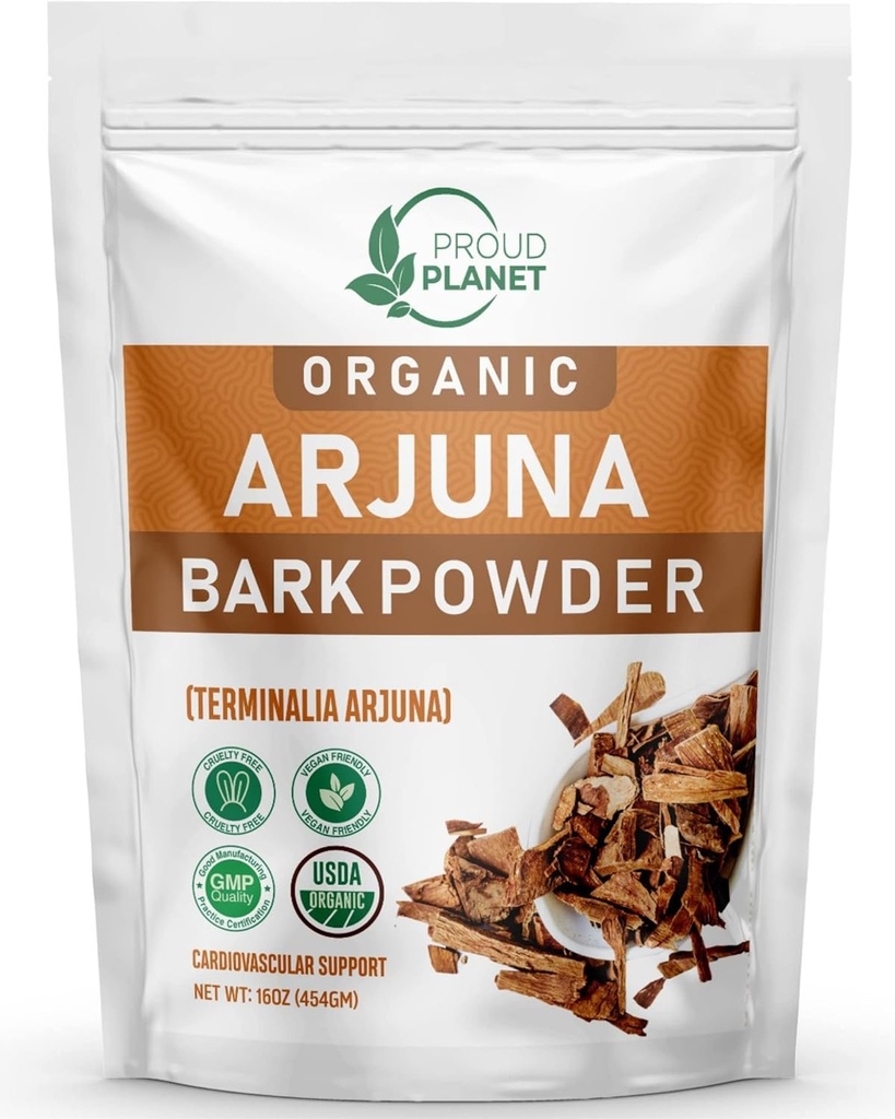 Organ Arjuna Bark Powder 124; Terminalia Arjuna 124; Ayurvedic Heart Health Powder 124; USDA Disertifikasi oleh Bangga Planet (16 Ounce)