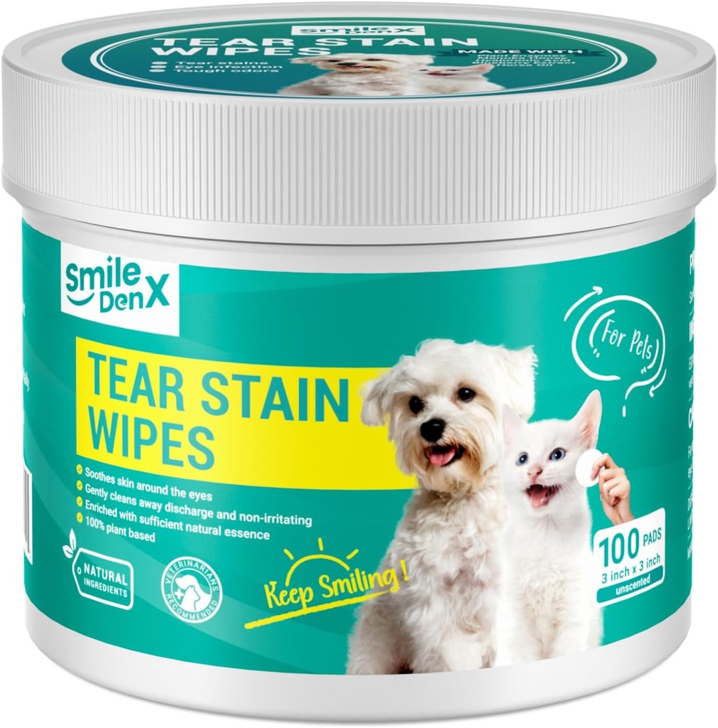 DogEye Wipes, SoftEye Wipes for Dogs & Cats, Pet Eye Cleaner Removes Discharge, Crust, Debris, and Gunk (100, Unscent)