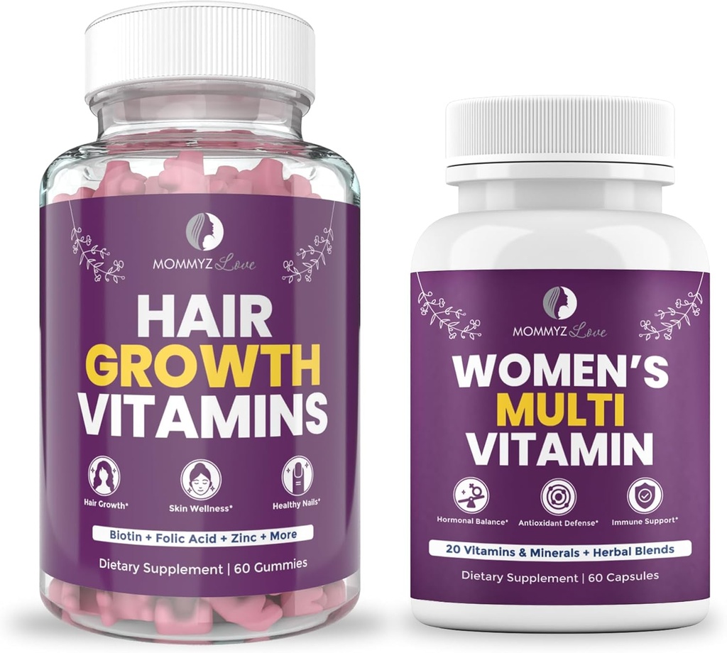 Mommyz Love Postpartum Host Vitamin - Biotin Gummies for Hair Growth, Radiant Skin and Strong Nails Plus Womens Daily Multivitamin for Women 's Health, Energy, Focus and Mood