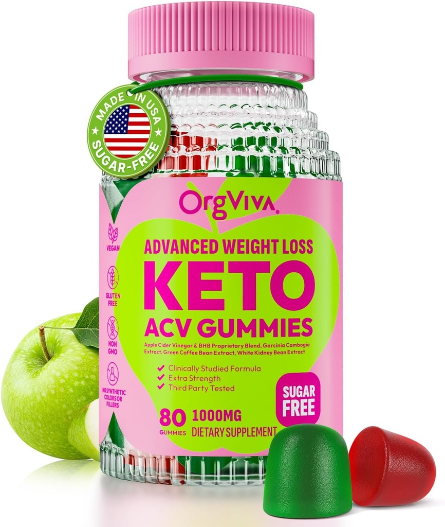 Gumi Vingugar Keto Acv untuk Wheight Loss: Apple Cider Vinegar dengan Vitamin untuk Dull, Metabolisme, & Imune Kesehatan - Gula Bebas 80 Km