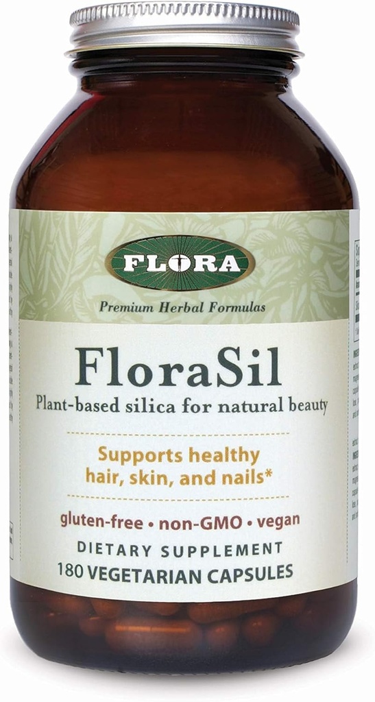 FloraSilip Suplement - Dukungan Kecantikan Alam - Mendukung Rambut, Skin, Nail & Bone Power - Tanaman - berbasis Silica dari Ekstrak Horetail - Vegan - 180 Capsules (180 Cusings)