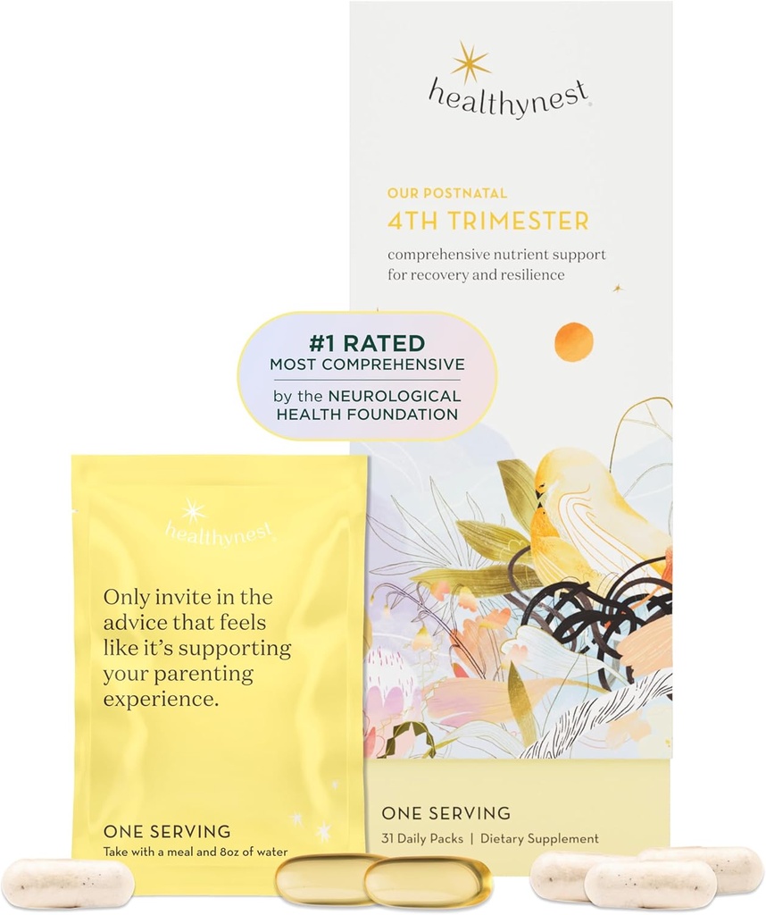 HealthyNest Postnatal & 4 Trim Prenatal Vitamin 124; Dibuat dengan Metholated Folate, Chooline, DHA, Iron 124; 31 Day Suppply