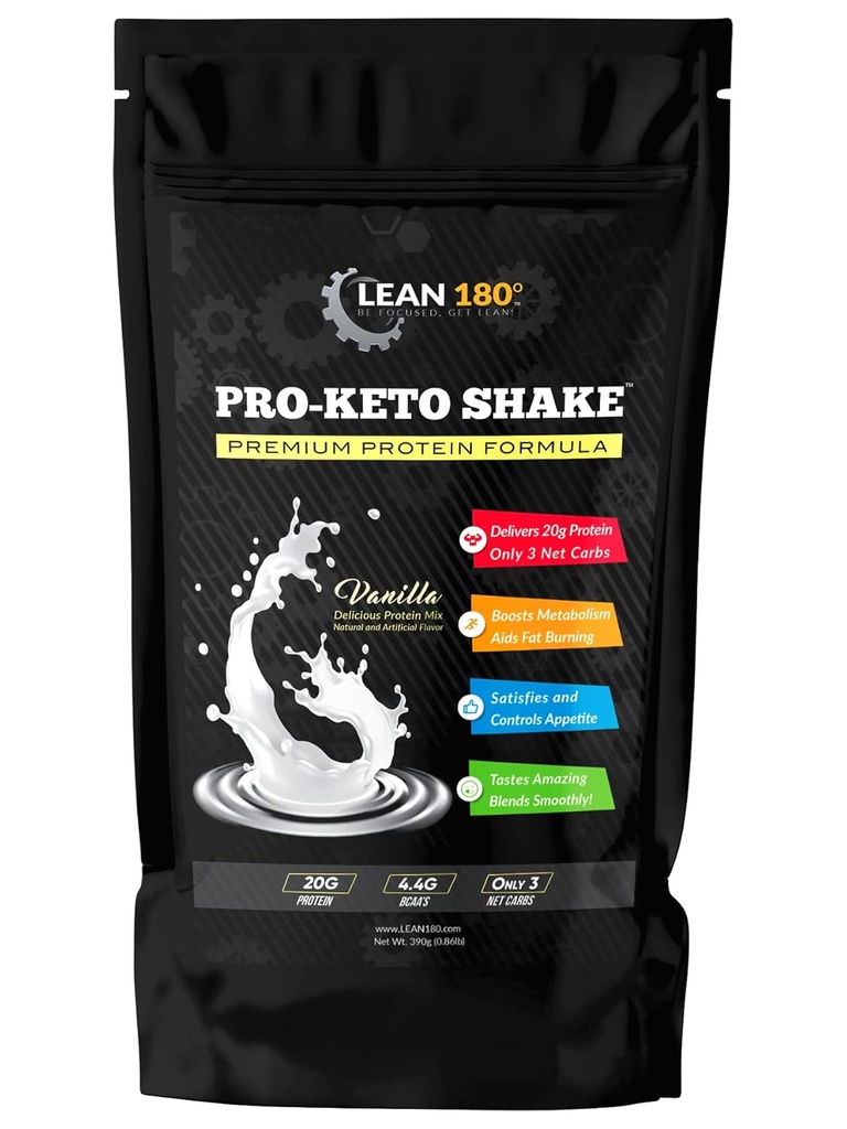 Pro Keto Shake - Best Tasting Loss Low Carb Low Sugar Clean Protein Shake for Keto and All Diets Weight Loss (Vanilla)