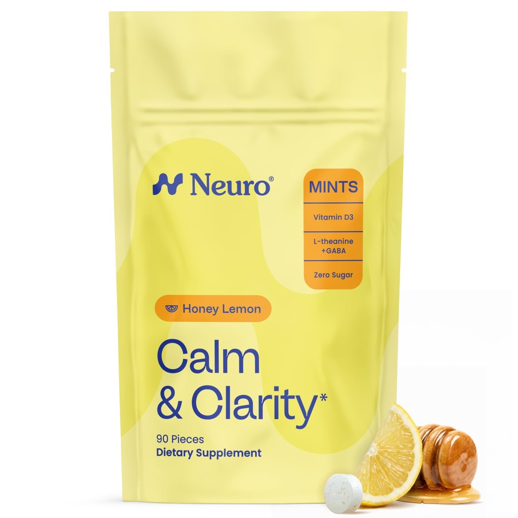 NeuroGum Calm & Clarity Mints (Honey Lemon, 90 Pieces):